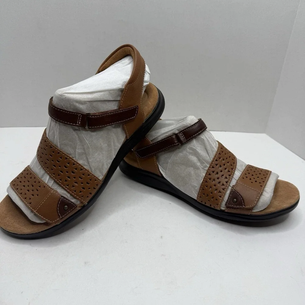 Clarks Kitly Way Tan Leather Sandals Womens 9.5 M Comfort Casual 26170997